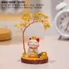 Gato de la Suerte Árbol de Dinero de Cristal Adorno Decoración Regalo Año Nuevo Regalo de Escritorio Regalo Creativo de Oficina Nuevo Estilo