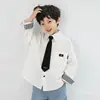 Camisa Blanca de Algodón Puro de Manga Larga Nueva 2026 para Niños Niños, Camisa de Primavera y Otoño para Niños Mayores, Cómoda, Versátil, Apta para la Piel y Suave