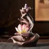 Ventas Directas de Fábrica Primavera Nuevo Mano de Buda Corazón de Loto Quemador de Incienso de Flujo Inverso Creativo Quemador de Incienso de Arena Púrpura Accesorios para el Hogar Adornos