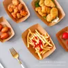 Caja de Papel Kraft Desechable Tipo Barco Venta Directa de Fábrica Mayorista Pollo Frito Horneado Kraft Para Llevar Pequeña Sin. 1 Barco de Comida Empaquetado