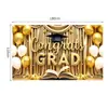 Telón de Fondo de Temporada de Graduación Nuevo Oro Negro Transfronterizo ¡Felicidades Grad2026 Decoración de Fiesta Bandera Colgante