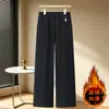 Jeans Reto Estiloso Mom Jeans com Forro de Lã Calça Longa Novo Estilo Outono/Inverno 2026 Mulheres de 60-70 Anos Meia-Idade e Idosas Cor Sólida Calça de Vovó