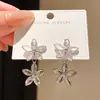 Flor de Estrella Cazador de Sueños~Aretes Colgantes de Flor de Circonita de Aguja Plateada Aretes de Atmósfera Suave Lujo Ligero Aretes de Alta Gama para Mujer