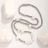 Collar de Acero de Titanio con Perlas y Cuentas de Acero Empalmadas, Estilo Europeo y Americano, No se Desvanece, para Hombres y Mujeres, Sencillo y Versátil, Cadena para Suéter de Lujo Ligero, Accesorio de Cuello de Moda