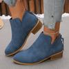 Botas de Cuero de Exportación Europea y Americana Talla Grande Botas para Mujer Color Puro Ajustadas Punta Fina Cierre Trasero Casual Suela Gruesa Tacón Grueso Botas Individuales para Mujer