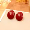 Brincos Vintage Cor de Vinho com Gotejamento de Óleo, com Toque de Luxo, Simples e Estilosos, Item Tendência Quente do Tiktok, Brincos Versáteis e Elegantes para Mulheres
