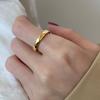 Anillo Sencillo Elegante de Acero de Titanio Estilo Japonés y Coreano para Mujer Oro Rosa de 18k Patrón Geométrico Anillo de Pareja Nuevo Anillo de Acero Inoxidable