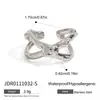 Diseño silencioso simple patrón de martillo hueco cruzado apertura ajustable acero inoxidable anillo de moda joyería al por mayor