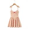 8110-25 Estilo Coreano Ajuste Delgado Diseño de Cuello en V Dulce y Moderno Elegante Top Tubo Vestido de Tirantes Florales para Cintura