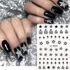 Suministro transfronterizo de nuevas pegatinas para uñas con diseño de chica dulce y genial, polvo negro, estrella de cinco puntas, pegatinas adhesivas 3D para uñas.