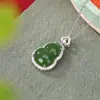 Yuebao Joias Jade Natural Hetian Prata Esterlina S925 Banhada a Ouro Verde Jade Cabaça Ruyi Moeda de Cobre Super Brilhante Pingente de Alto Padrão
