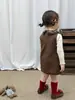 Novidades em 31/08) Conjunto de outono para meninas saia, novo vestido colete infantil, suéter de tricô, roupas de bebê Classe A