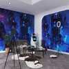 Papel de parede de decoração tecnológica estilo Saibo punk para quarto, estúdio de transmissão ao vivo, parede de fundo, decoração de KTV, lan house, e-sports, tecido de parede