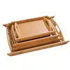 Bandeja de Aperitivos Bambú Madera Rectangular Plato de Cena Plato para Salsa de Pepinillos Barbacoa Papel de Aceite Esterilla Hogar Comercial Plato Estofado