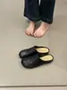 Mocassins Pretos Slip-On Retrô para Mulheres, 2026 Novo Estilo Coreano de Primavera Mules Slip-On Bico Fechado