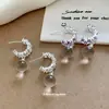 Pendientes de Tachuela en Forma de C de Resina Translúcida Hielo con Circonita Cúbica Aguja de Plata Pendientes con Sentido de Diseño de Nicho Pendientes de Accesorios con Temperamento Suave Lujo Ligero Sensación de Alta Gama