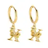 Pendientes de Acero Inoxidable Chapado en Oro 18K con 26 Letras, Pendientes de Zirconia con Forma de Ola de Lujo, Pendientes Elegantes