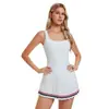 Vestido Falda de Tenis de Verano con Cuello Cuadrado, Hermoso Diseño de Espalda, Falda Plisada, Deportiva Adelgazante de Secado Rápido Anti-Exposición Media Falda