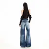 Jeans Juveniles Naranja # Cintura Ajustable Diseño Lavado Pierna Ancha para Mujer, Corte Holgado, Adelgazantes, Modernos, Versátiles, Pantalones de Largo Completo