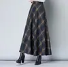 Falda Larga de Lana Otoño e Invierno 2026 Cintura Alta Versátil Falda de Cuadros Falda Línea A Falda Larga de Moda