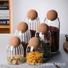 Botella de vidrio bola tarro sellado caja de almacenamiento de granos de café corcho tarro de té cocina tarro de almacenamiento de granos sellado