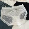Bragas de Encaje Huecas para Mujer, Puro Deseo Sexy Algodón Satén Entrepierna Cintura Media