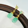 Brincos de Gota de Água de Esmeralda Africana Banhados a Ouro Prata S925, Brincos Elegantes e Modernos de Luxo Leve para Mulheres