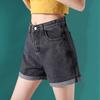Pantalones cortos de mezclilla rizados para mujer, ropa exterior de moda, línea A, cintura alta, delgados, casuales, sueltos, estilo coreano, pantalones cortos de pierna ancha de verano