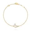 Pulseira Fanjia Trevo de Quatro Folhas Borboleta Madrepérola Natural Branca Dupla Face Versão Alta Banhada a Ouro 18K Corrente Clavicular Feminina Nicho