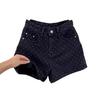 Jeans Stretch Cintura Alta Modelador Calças Pretas de Bolinhas Shorts Justos Retos Perna Larga Hot Pants para Mulheres Verão 2024