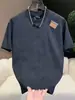 Moda Verão 2025 Europeia Luxo Leve Marca Tendência Personalizada Bordada Gola Redonda Manga Curta Camisa Tops Frescos para Homens