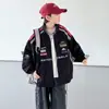 Jaqueta de outono para meninos 2026 nova estilo coreano jaqueta de motociclista de outono infantil para crianças mais velhas, top estiloso com gola alta, marca da moda
