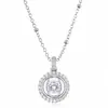 Colar pingente redondo de moissanita com cravação completa de diamantes, novo design de luxo leve para mulheres, corrente elegante para clavícula com um toque elegante