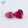 Huagang gema em forma de coração 5 # corindo vermelho fosco fundo anel de superfície pedra nua 5 rubi sintético Buby fundo de areia