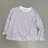 Crítica Suave É Muito Versátil Roupas de Proteção Solar de Manga Longa Listradas Verão Novo Gola Redonda Casual Solta Camisetas Tops para Mulheres