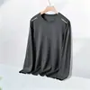 Nueva camiseta de manga larga para hombre 2026, top elástico de primavera y otoño, capa base holgada de peso pesado, camisa de manga corta para hombre