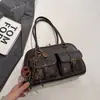 Bolsa de boliche para mulheres, nova tendência 2026 e bolsa de ombro retrô estilosa, versátil de grande capacidade para o dia a dia