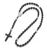 Collar Retro Religioso Personalizado No Magnético Transfronterizo Europeo y Americano Colgante de Piedra Natural con Cuentas Hecho a Mano Rosario