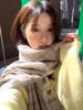 Cachecol de Imitação de Caxemira Verde Retrô Estilo Japonês Feminino Inverno Estudante Versátil Elegante Cachecol Xadrez Echarpe Branca que Rejuvenesce