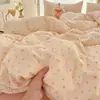 Clase a Hilo de doble capa Algodón puro Juego de cuatro piezas para cama Algodón lavado para cama Sábanas Cubre edredón Verano Dormitorio de estudiante Juego de tres piezas 4