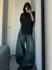 Jeans holgados de estilo callejero americano lavados para hombre y mujer, marca de moda, sensación de alta calidad, casual holgado, pantalones anchos curvos relajados