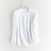 [Processamento Personalizado] Camiseta de Cor Sólida de Secagem Rápida para Mulheres, Design Solto, Fresca e de Secagem Rápida, Gola Redonda, Efeito Emagrecedor, Camiseta de Manga Curta