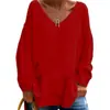 Otoño e Invierno Nuevo Ropa de Mujer de Comercio Exterior Transfronterizo Europeo y Americano Color Sólido Cuello Manga Larga Holgado Casual Cómodo Camiseta Top