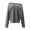Nuevo Jersey de Punto Retro de Hombro Caído Estilo Perezoso Suave y Sedoso para Mujer Jersey de Punto de Lana Pura de Hombro Caído Fácil 5600