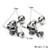 Japonês e coreano ins estilo frio retro punk estilo crânio titânio aço orelha studs escuro estilo gótico rosa orelha studs brinco
