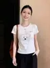 Producto Nuevo Verano 2026 Camiseta de Manga Corta Ajustada Linda de Dibujos Animados Cachorro Manga Corta para Mujer Cuello Redondo Top Versátil