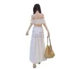 Nuevo Traje Bordado Estilo Resort de Nicho Ligeramente Transparente Pura Tentación Cintura Francesa Falda Larga de Playa Sin Cintura Blanco Isla Verano Playa