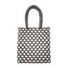 Bolsa de miçangas oca feita à mão de fábrica nova elegante para mulheres, bolsa de ombro portátil, clutch simples de imitação de pérola