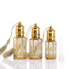 Botella octagonal electroplateada transfronteriza para aceites esenciales estilo de Medio Oriente con rollerball botella de vidrio para decantar perfume botella vacía rollerball para aceites esenciales de masaje