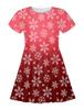 Falda Estampado Completo de Copos de Nieve Navideños Europeos y Americanos Impresión Digital 3D Transfronteriza Ropa Infantil Vestido de Princesa Vestido Casual